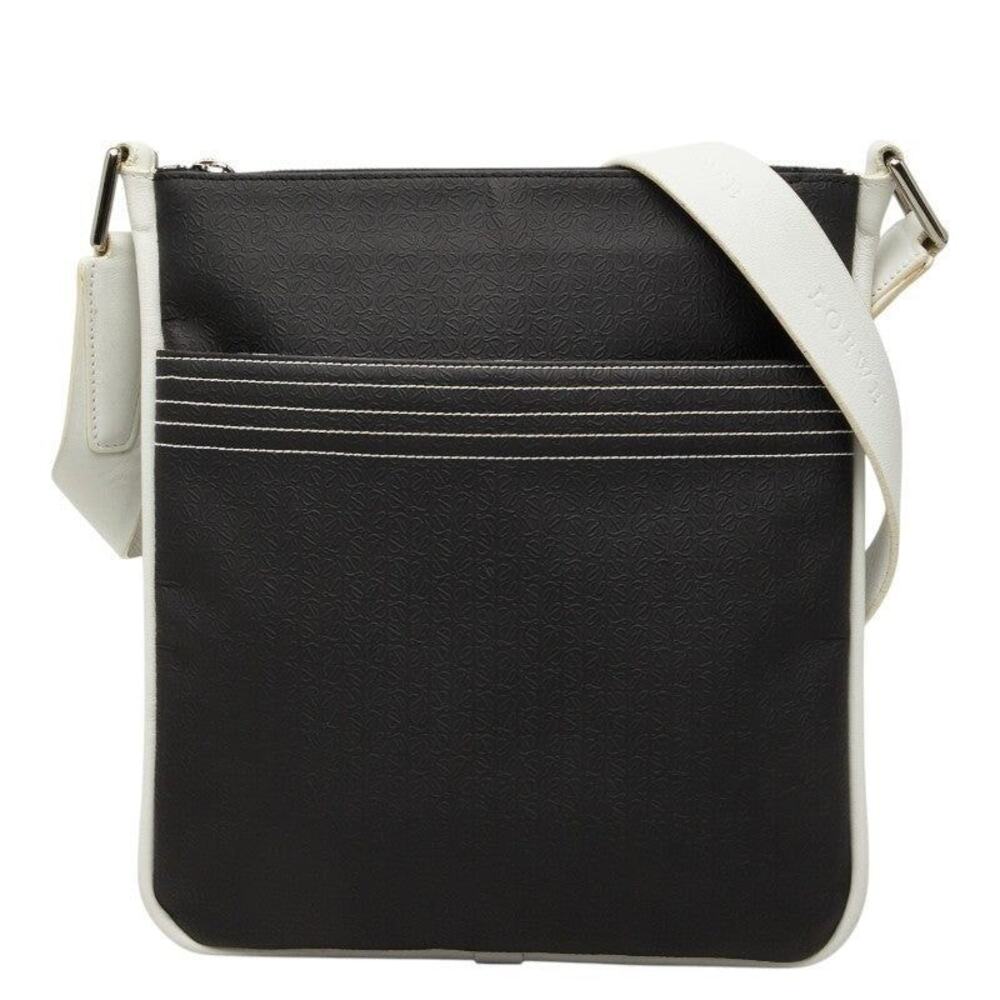 Loewe Leather Vinyl Repeat Anagram Shoulder Bag Black
